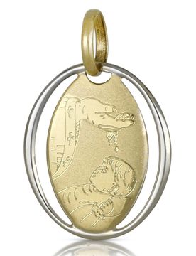 Medaglia Ciondolo da Battesimo Oro Giallo Bianco 803321714877