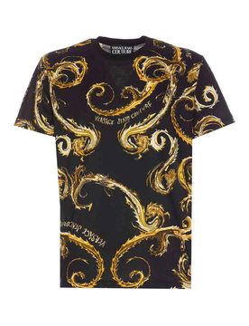 T-shirt Couture nera con stampa cromata