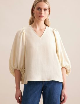 Shirtbluse Uni Ecru 38