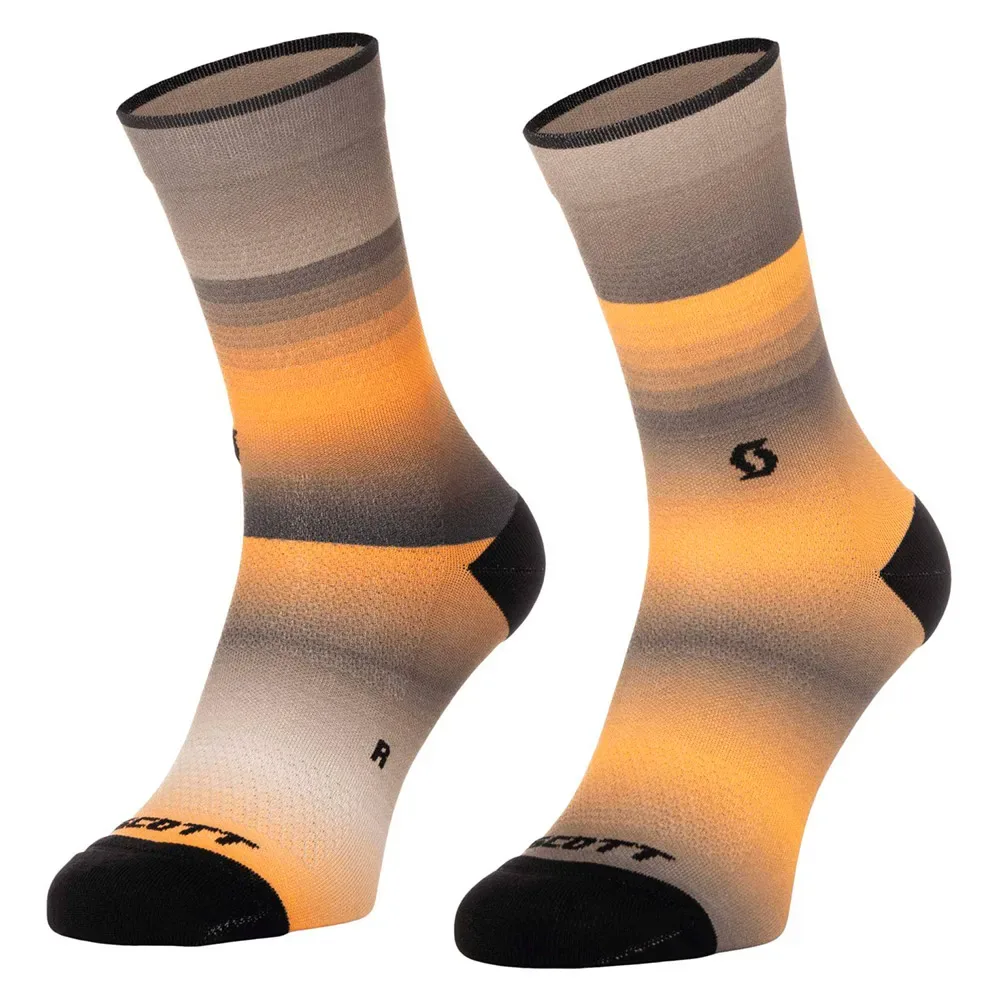 Calzini Crew Gradient Stripes Toast Beige / Gleam Orange - Scott - FashionsVida