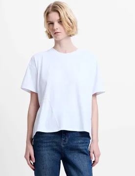 Cotton Rich Asymmetrical T-Shirt White female - French connection - FashionsVida
