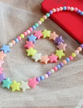 Fashion Girls Cute Candy Color Star Beads Necklace Choker Flowers Love Heart Star Beads Chain Bracelet Jewelry Gift - Aliexpress - FashionsVida