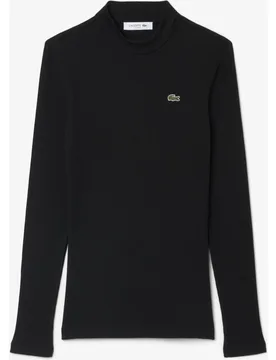 Camiseta de mujer de manga larga y cuello alto de corte ajustado en - Lacoste - FashionsVida