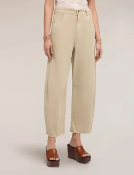 Pantalones de mujer balloon en drill de algodón abertura frontal con botón y cremallera - Motivi - FashionsVida