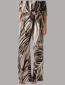Pantaloni in Viscosa Wid Leg Stampati Relax Fit