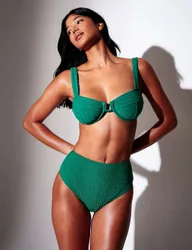 Textured Wired Bikini Top Green female