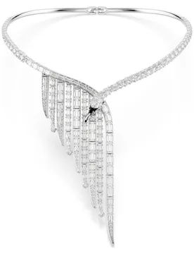 Collana Vienna, Taglio misto, Cigno, Bianca, Placcato rodio OS - Swarovski - FashionsVida