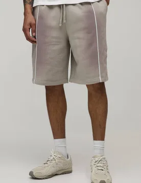 Herren Weite Passform Spray-Waschung Paspelierung Jersey-Shorts Grey Größe Small - boohooMAN - FashionsVida