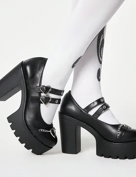 Zapatos góticos de estilo punk rock oscuro con hebilla única y tacón grueso de metal, mocasines de bajo empeine, zapatos formales de trabajo, zapat - Shein - FashionsVida