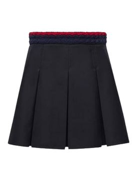 Minigonna A Pieghe In Gabardine Di Cotone