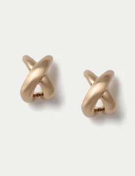 Brushed Mini Cross Stud Earrings Gold female - M&S - FashionsVida