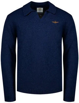 Maglione Con Scollo A V 262ma167ul0092 Cozy Blue M - Aeronautica Militare - FashionsVida