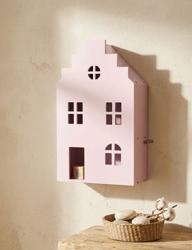 Mensola a forma di casa - rosa pastello