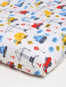 Lenzuolo con angoli con motivo macchine da costruzione - multicolor