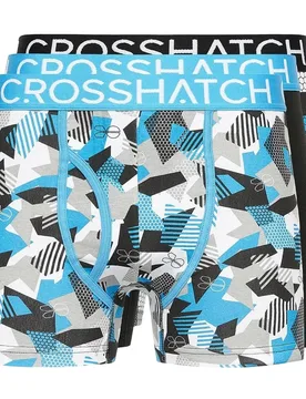 Mens Crystaline Boxer Shorts (Pack Of 3) (Malibu Blue/black/grey) - Light Blue - Size Large - Crosshatch - FashionsVida