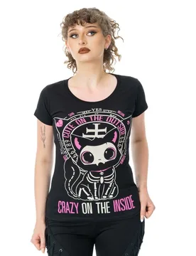 Gothic T-Shirt - Cute On the Outside - S bis XL - für Damen - Größe S - schwarz - Frauen - female - Cupcake Cult - FashionsVida