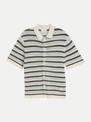Structure mix knit polo Mehrfarbig L