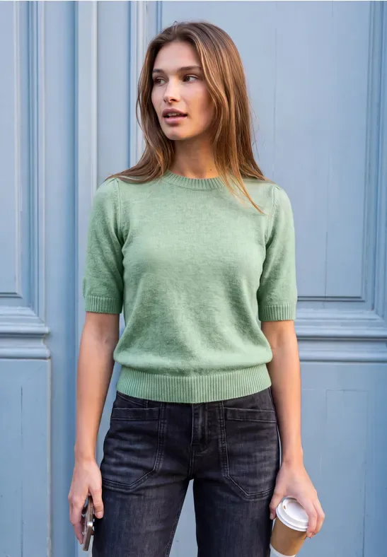 Street One Kurzarm Pullover mit Rundhals female Grün - Street One Studio - FashionsVida