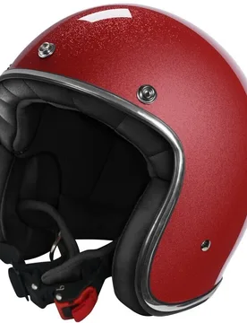 Casco Moto Custom Jet QUARTZ GLITTER Rosso Lucido taglia L - Stormer - FashionsVida
