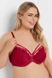 Women's Lace Underwired Bra in Red Size: 38D - Red - Size: 38D