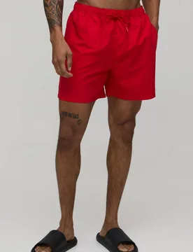 Herren Mittellange Badeshorts Red Größe XS - boohooMAN - FashionsVida