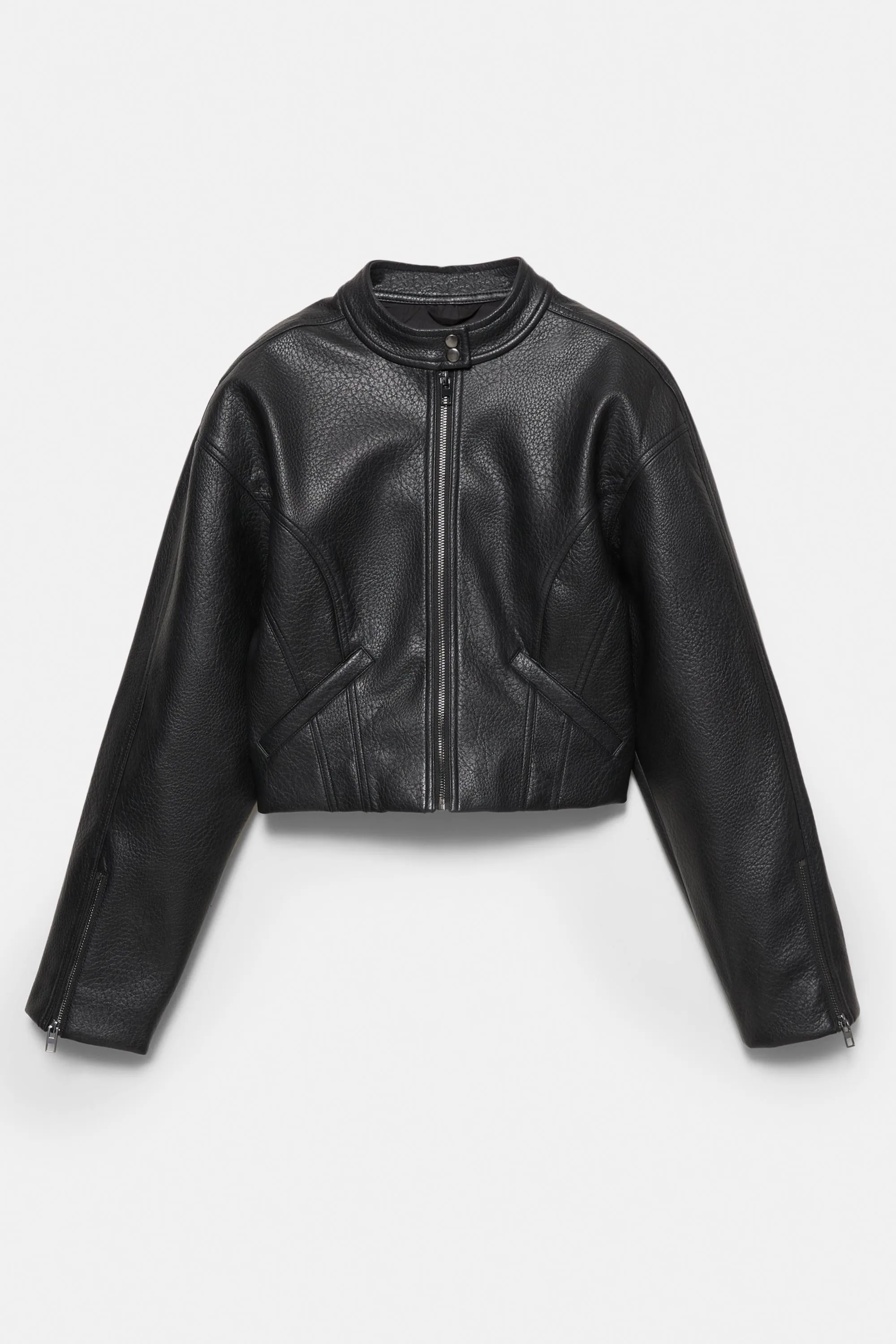 Faux Leather Biker Jacket (Size: ) - Pull&bear - FashionsVida