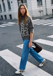 Street One Pullover mit Turtle Neck und Stickerei female Grau