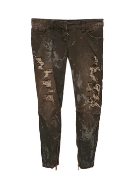 Grey Low Rise Distressed Jeans - Balmain - FashionsVida
