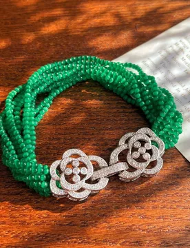 Luxury full diamond camellia double buckle ten-layer full green artificial opal lazy wind green bracelet simple - Aliexpress - FashionsVida