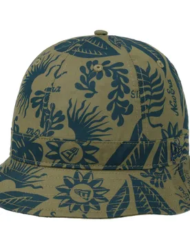 Hibiscus Print Bucket Cotton Hat by - olive - Herren - Size: L (59-60 cm) - New era - FashionsVida