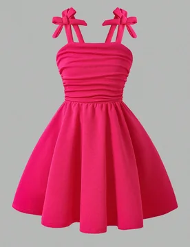 Vestido elegante de moda con volantes y tirantes con lazo para niña preadolescente - Shein - FashionsVida