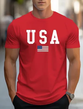 Round neck American printed men's fashion summer cotton short-sleeved sports T-shirt, comfortable and versatile - Aliexpress - FashionsVida
