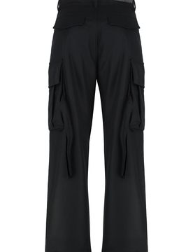 Cargo Pants in Wool, Straight Fit with Flap Pockets