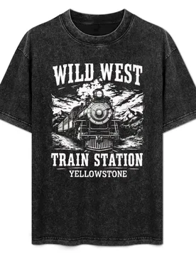 Wild West Train Station Yellowstone T-Shirt Active Sports Short Sleeve Cotton Shirt - Aliexpress - FashionsVida
