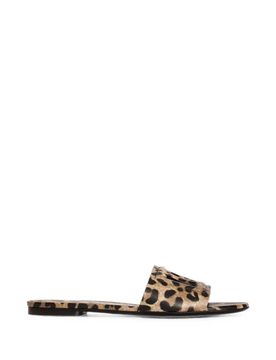 Leopard Leather Slippers for Women