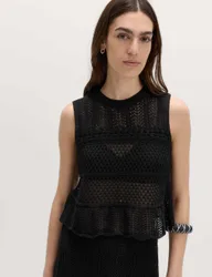Cotton Rich Pointelle Knitted Vest Black female