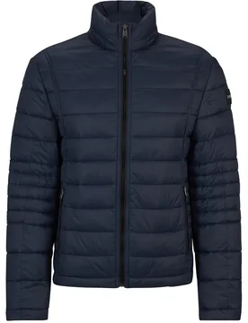 Mens Solid Patterned Puffer Jacket In Dark Blue - Size X-Large - BOSS - FashionsVida