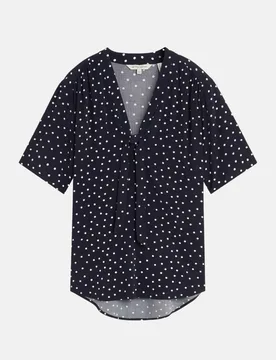 Gepunktete Bluse mit V-Ausschnitt Blau 38 - Tom Tailor Casual - FashionsVida