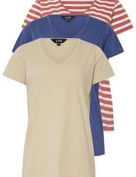Women's Tall 3 Pack Stripe V-Neck T-Shirts in Mid Blue Size: 8 - Mid Blue - Size: 8 - Long tall sally - FashionsVida