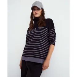 Jersey de cuello alto de rayas de mujer
