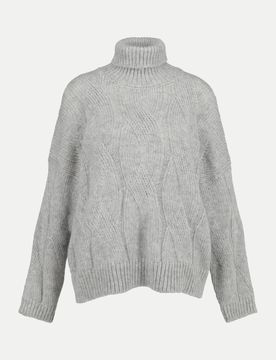 Zopfstrickpullover aus Alpaka-Mix Grau 40
