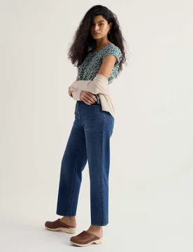 Pure Cotton Floral Notch Neck Top Teal Mix female - Seasalt cornwall - FashionsVida
