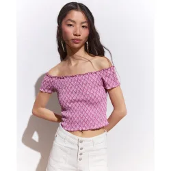 Top de manga corta estampada de mujer