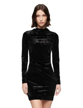 Robe à Manches Longues Velvet Longsleeved Mini Black XS