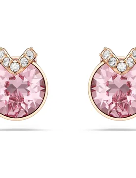 Orecchini a lobo Bella V, Taglio tondo, Pavé, Rosa, Finitura oro rosa 18K OS - Swarovski - FashionsVida
