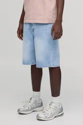 Herren Basic Entspannt Geschnittene Denim-Shorts Light Blue Größe 32