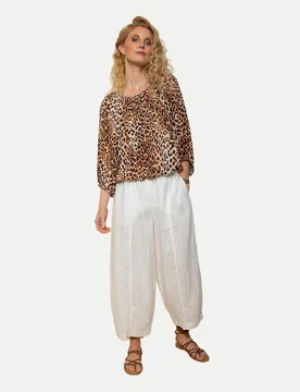 Bluse mit Leo-Print Weiß 40 - Emily van den Bergh - FashionsVida