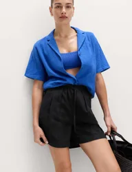 Linen Rich High Waisted Shorts Black female