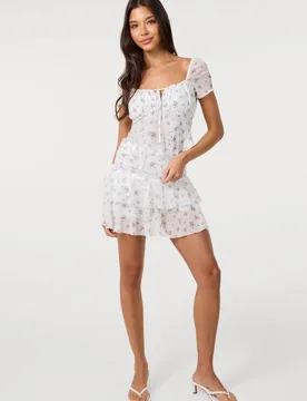 Women's Ivory Ditsy Dot Mesh RaRa Hem Skirt Size: Small - Ivory - Size: S - Pink Vanilla - FashionsVida