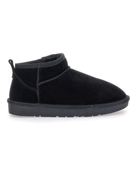 Stivaletti Pantofole neri con pelo effetto scamosciato L1200 37